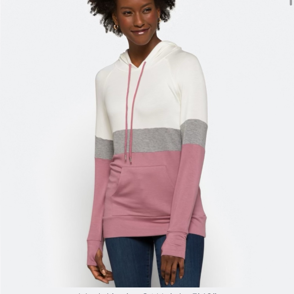 Market & Spruce French Terry Striped Colorblock Hooded Pullover